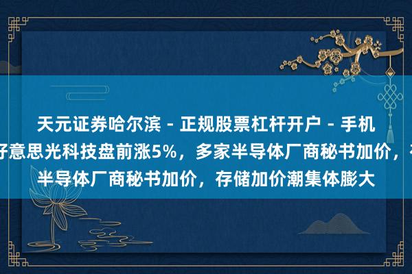 天元证券哈尔滨 - 正规股票杠杆开户 - 手机炒股怎么配资注册 好意思光科技盘前涨5%，多家半导体厂商秘书加价，存储加价潮集体膨大