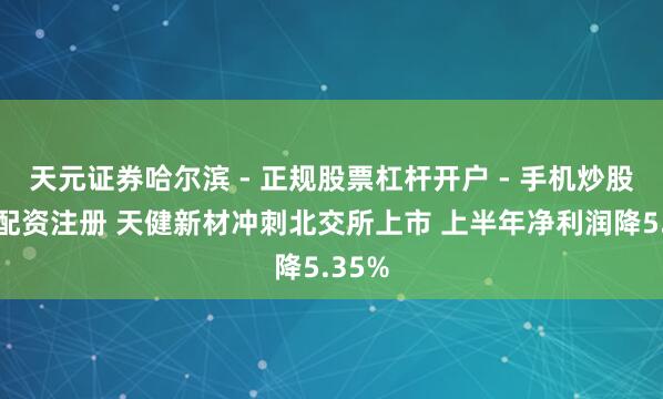 天元证券哈尔滨 - 正规股票杠杆开户 - 手机炒股怎么配资注册 天健新材冲刺北交所上市 上半年净利润降5.35%