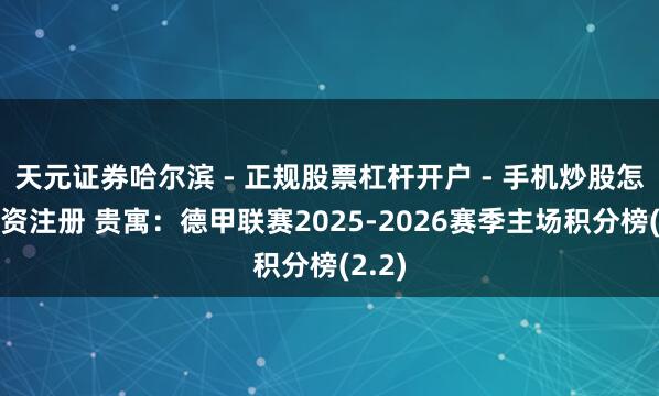 天元证券哈尔滨 - 正规股票杠杆开户 - 手机炒股怎么配资注册 贵寓：德甲联赛2025-2026赛季主场积分榜(2.2)