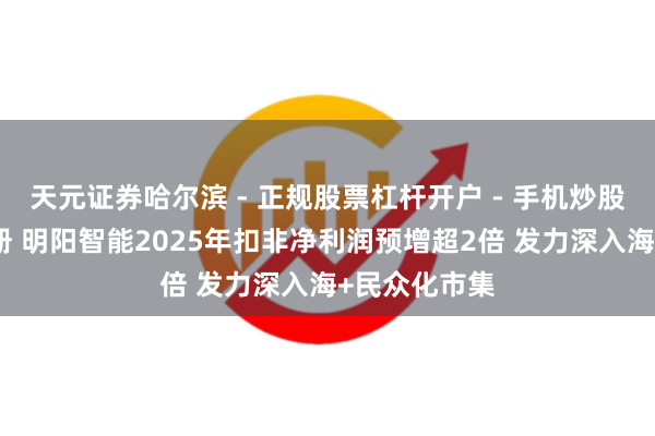 天元证券哈尔滨 - 正规股票杠杆开户 - 手机炒股怎么配资注册 明阳智能2025年扣非净利润预增超2倍 发力深入海+民众化市集