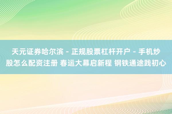 天元证券哈尔滨 - 正规股票杠杆开户 - 手机炒股怎么配资注册 春运大幕启新程 钢铁通途践初心